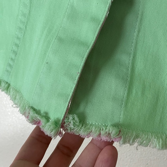 Quacker Factory Rhinestone Button Spring Green Jacket, 1X - Picture 6 of 7